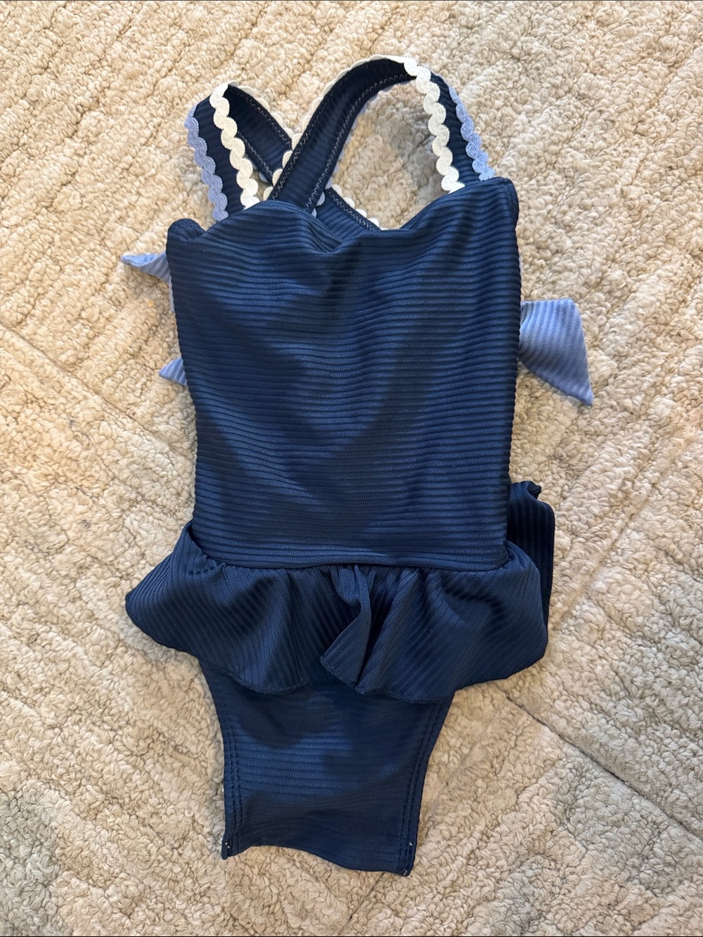 Beaufort bonnet Navy Ruffle-Trim One-Piece Swimsuit 6-12 mos
